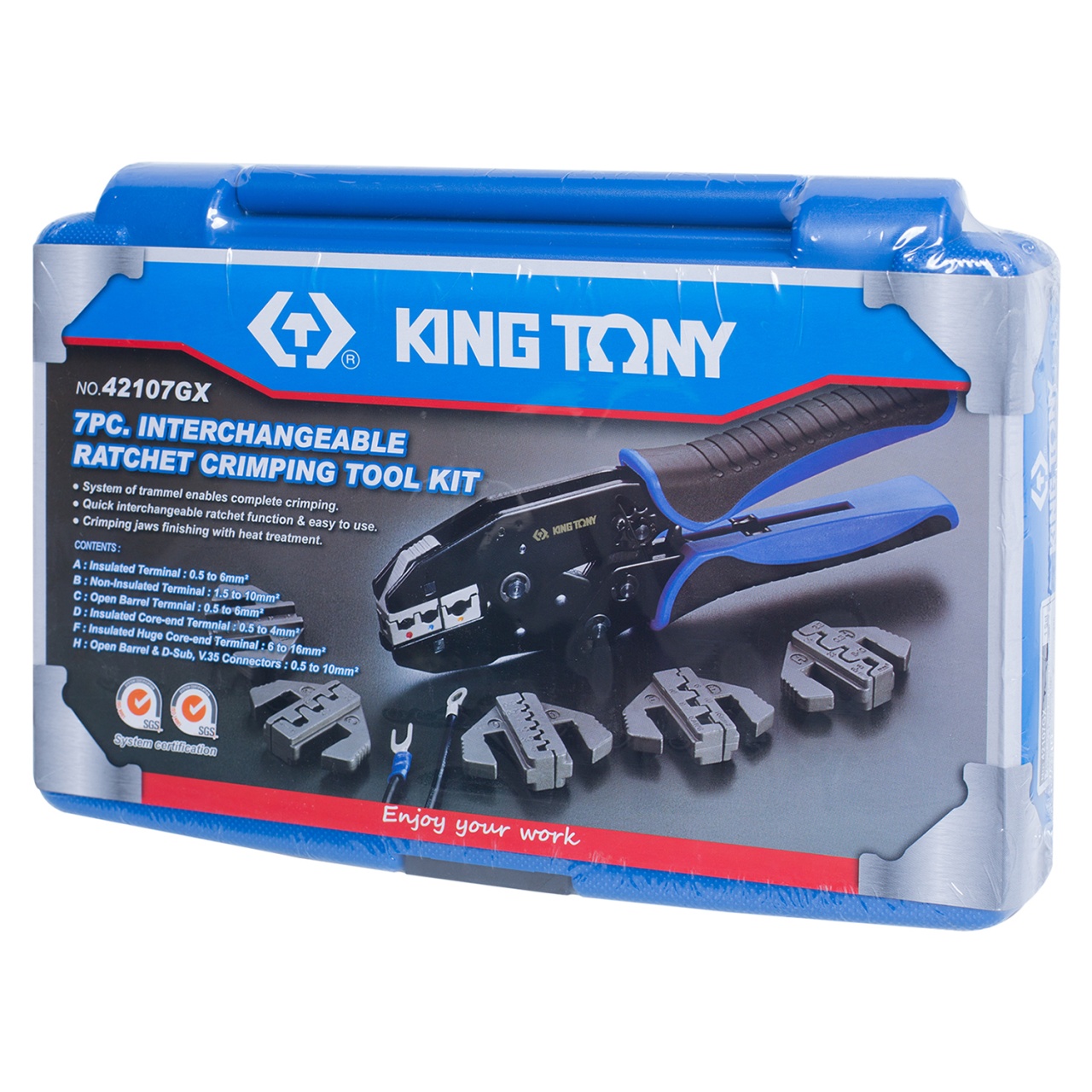 Пресс-клещи с набором матриц, 7 пр. KING TONY 42107GX