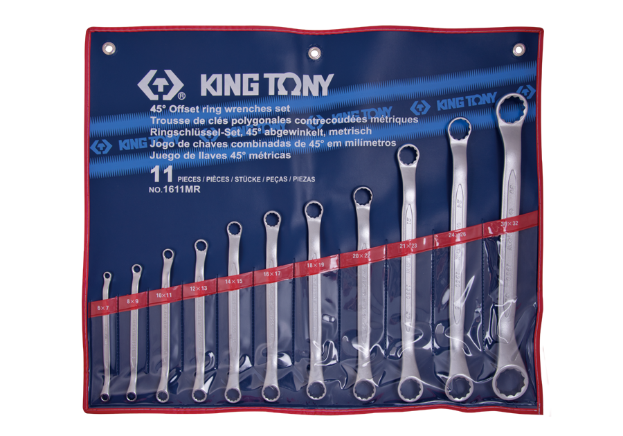 Набор накидных ключей 45° 11 пр. 6-32 мм KING TONY 1611MR