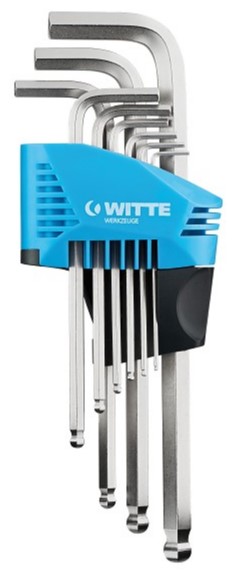 Набор угловых шестигранных ключей WITTE PRO 9 пр. 1.5-10.0 мм c шаром