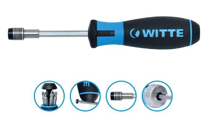 Отвертка-битодержатель с трещоткой WITTE PRO BITDRIVE RATCHET с битами (Т10-40)