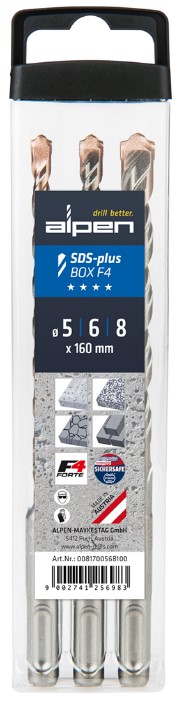 Набор буров SDS-PLUS ALPEN F4 3 пр. 5/6/8x160 мм
