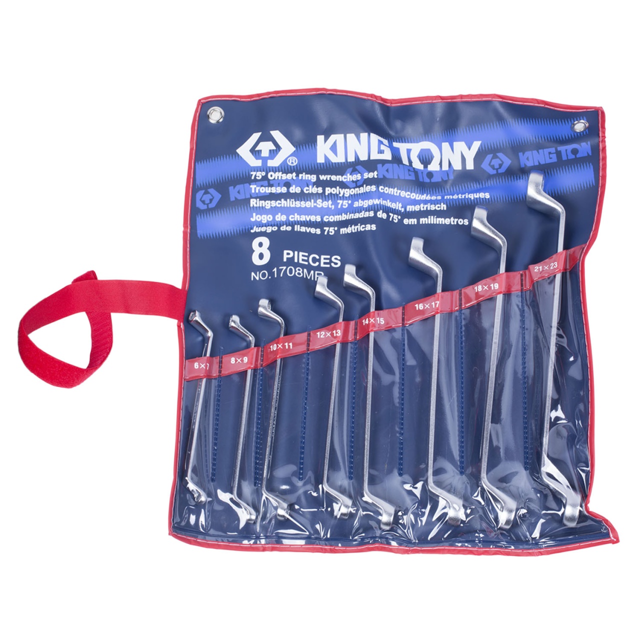 Набор накидных ключей 75° 8 пр. 6-23 мм KING TONY 1708MR