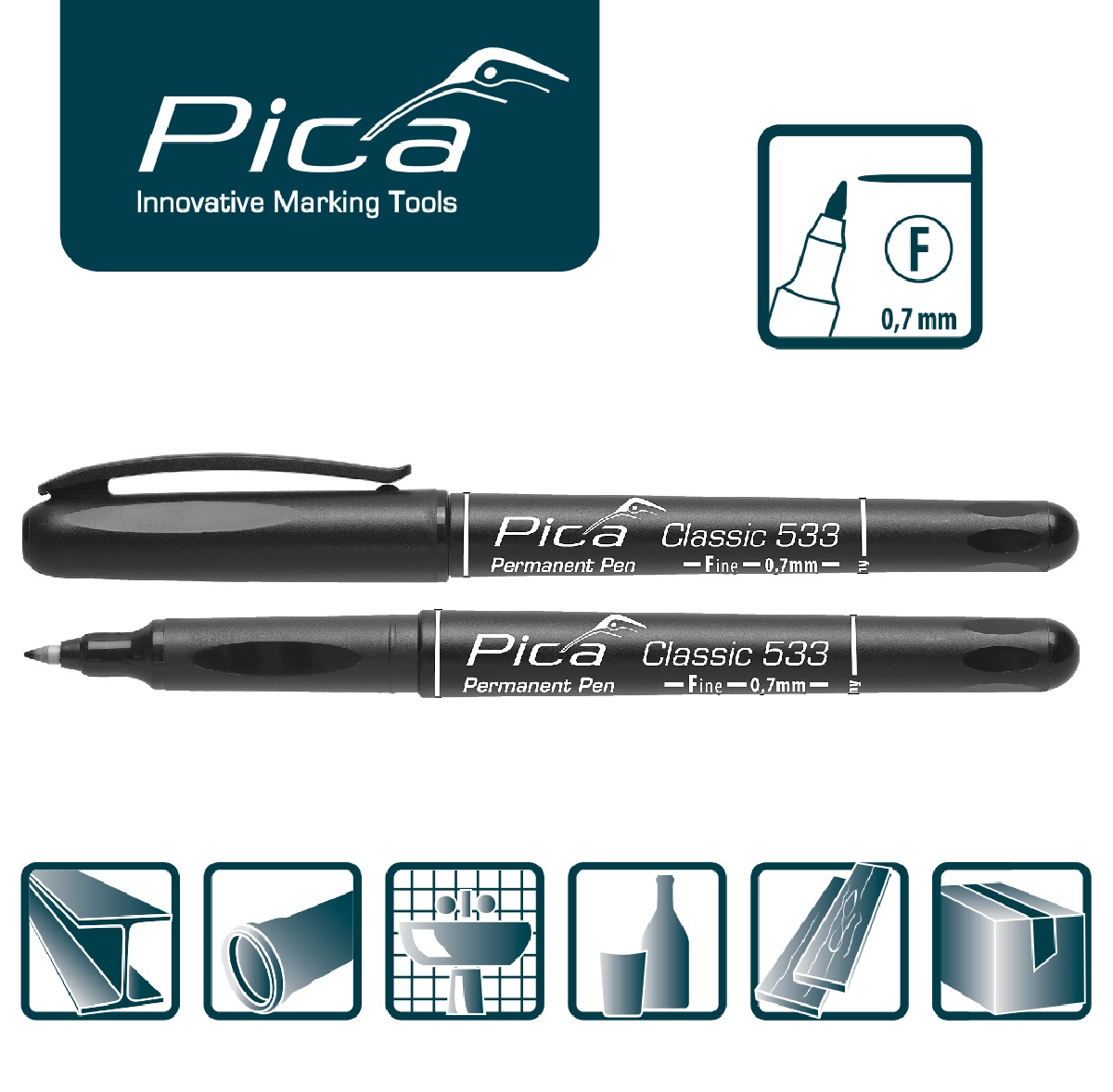 Маркер ультратонкий перманентный PICA Classic 533 Fine
