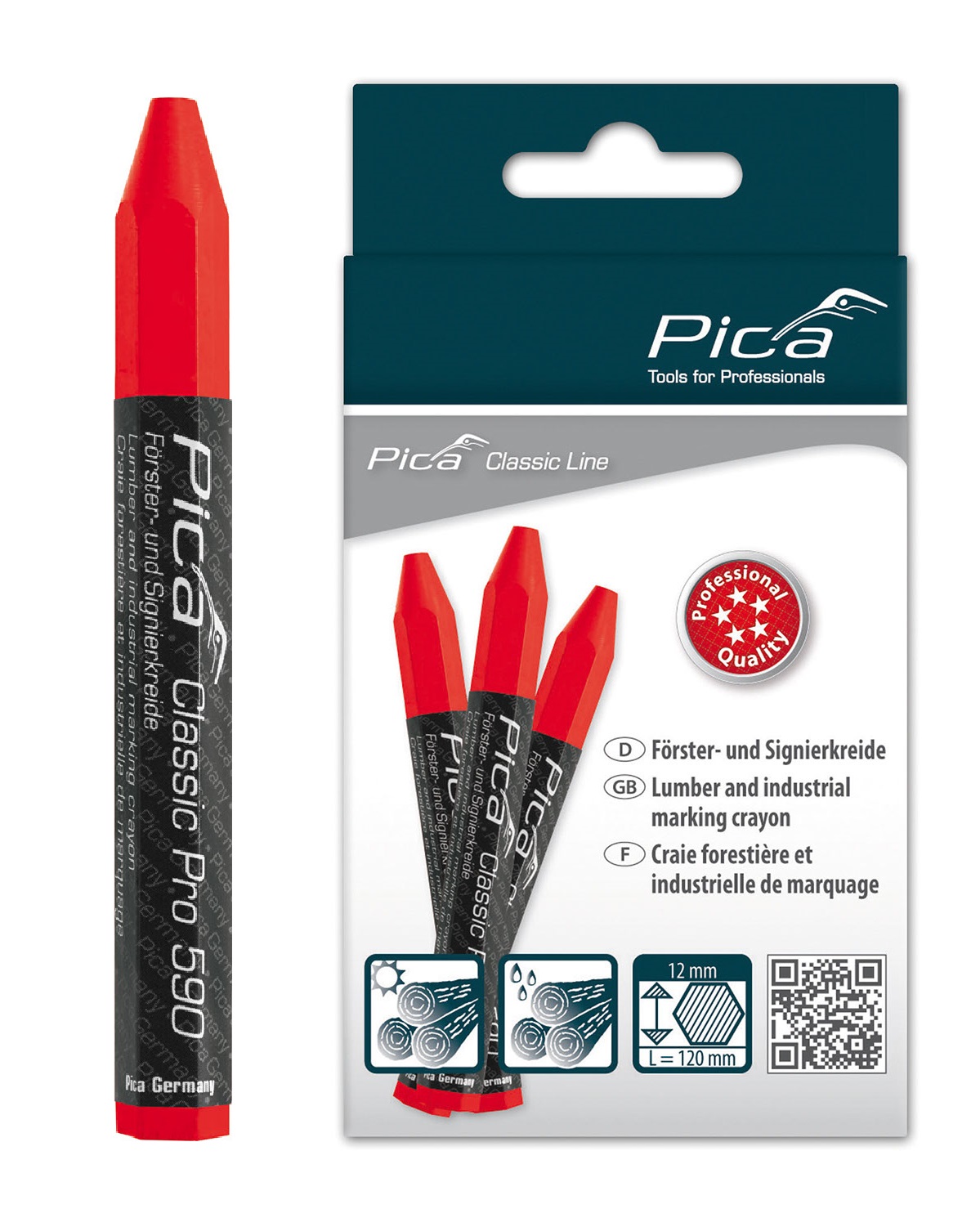 Мелок восковый красный PICA Classic Pro 590/40