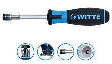 Отвертка-битодержатель с трещоткой WITTE PRO BITDRIVE RATCHET с битами (РН1-3; РZ1-3)