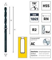 Сверло по металлу сверхдлинное MAYKESTAG HSS DIN 1869